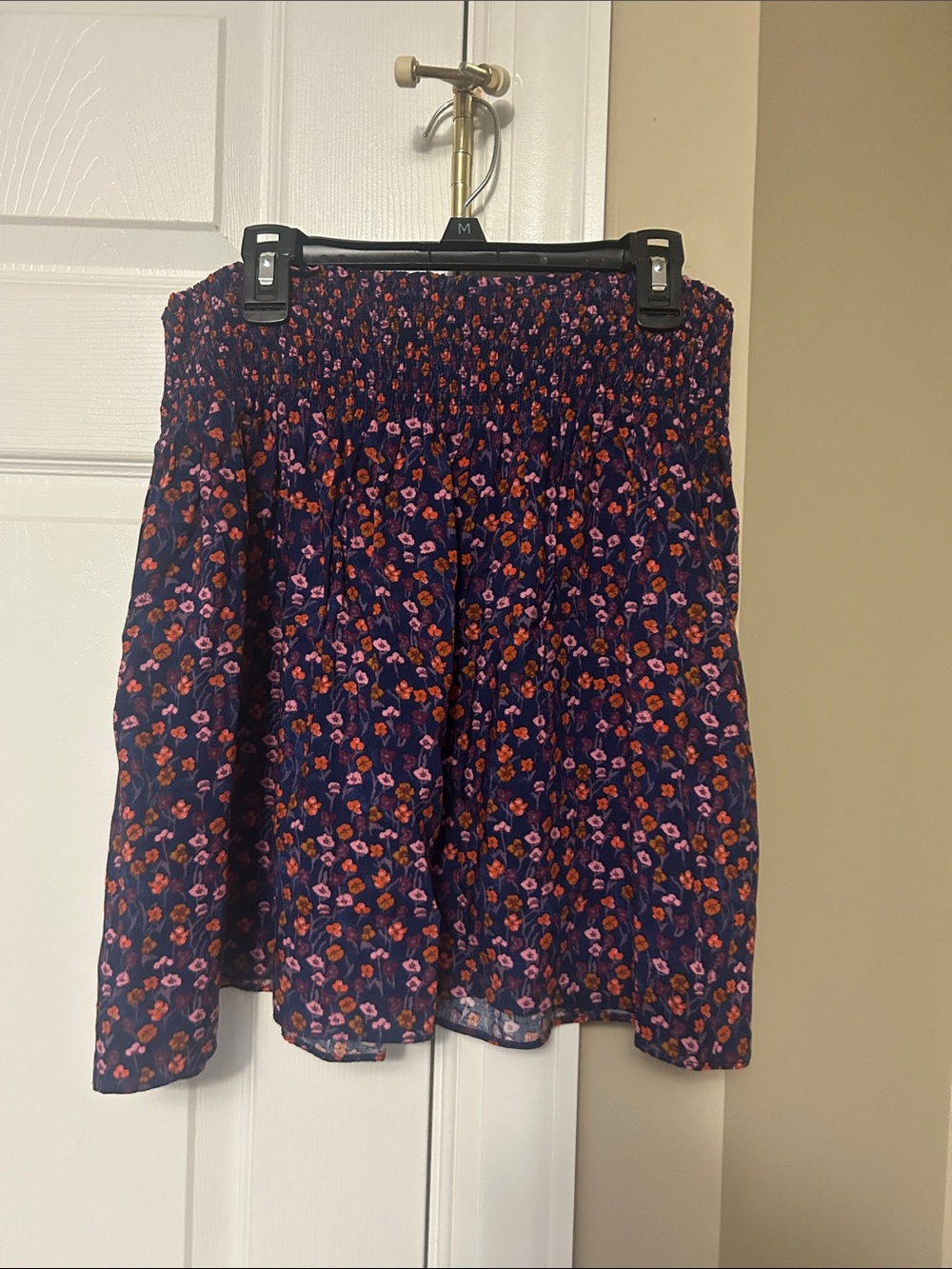 Mossimo Supply Co. Purple Floral Smocked Circle Skirt with Pink & Orange Flowers - Picture 2 of 2